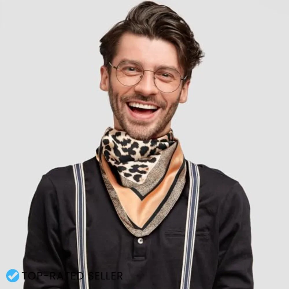 Satin Silk Scarf Leopard Print Unisex Fashion Accessory Versatile Wrap